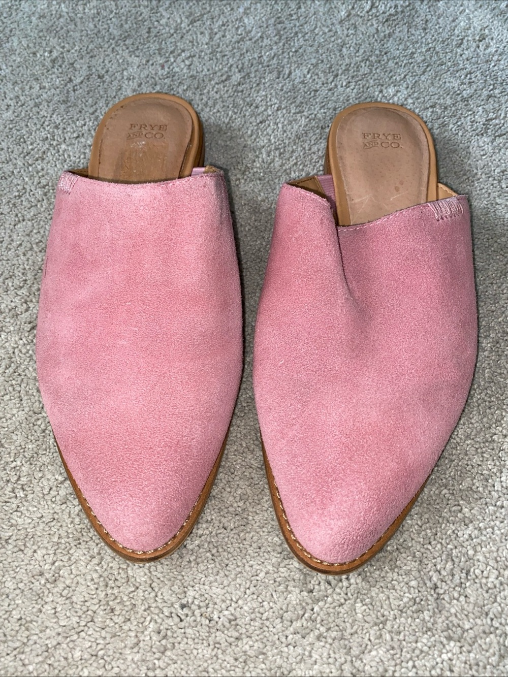Frye & Co. Fenn Pink Suede Mules Size 8.5 M Slip On